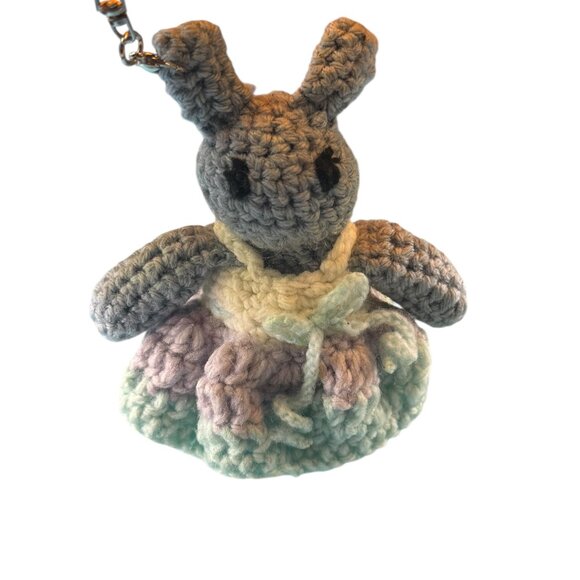Handmade Crochet Sheep Keychain, Soft Yarn Animal Plush, Gray and Pastel Colors, - Picture 1 of 9